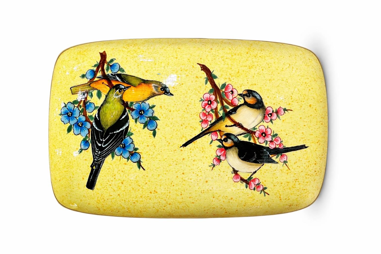 Paper mache box ,Wooden jewellery box, handmade trinket box, antique bird design